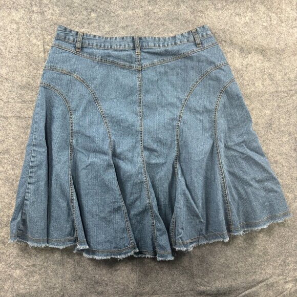 Faded Glory Skirt Womens Plus 18W Blue Denim Jean VTG 90s Y2K Patchwork A Line - Picture 2 of 7